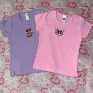 2 Kid’s Cute Mickey Mouse Christmas Fitted T-Shirts Sz 2 - American Apparel New